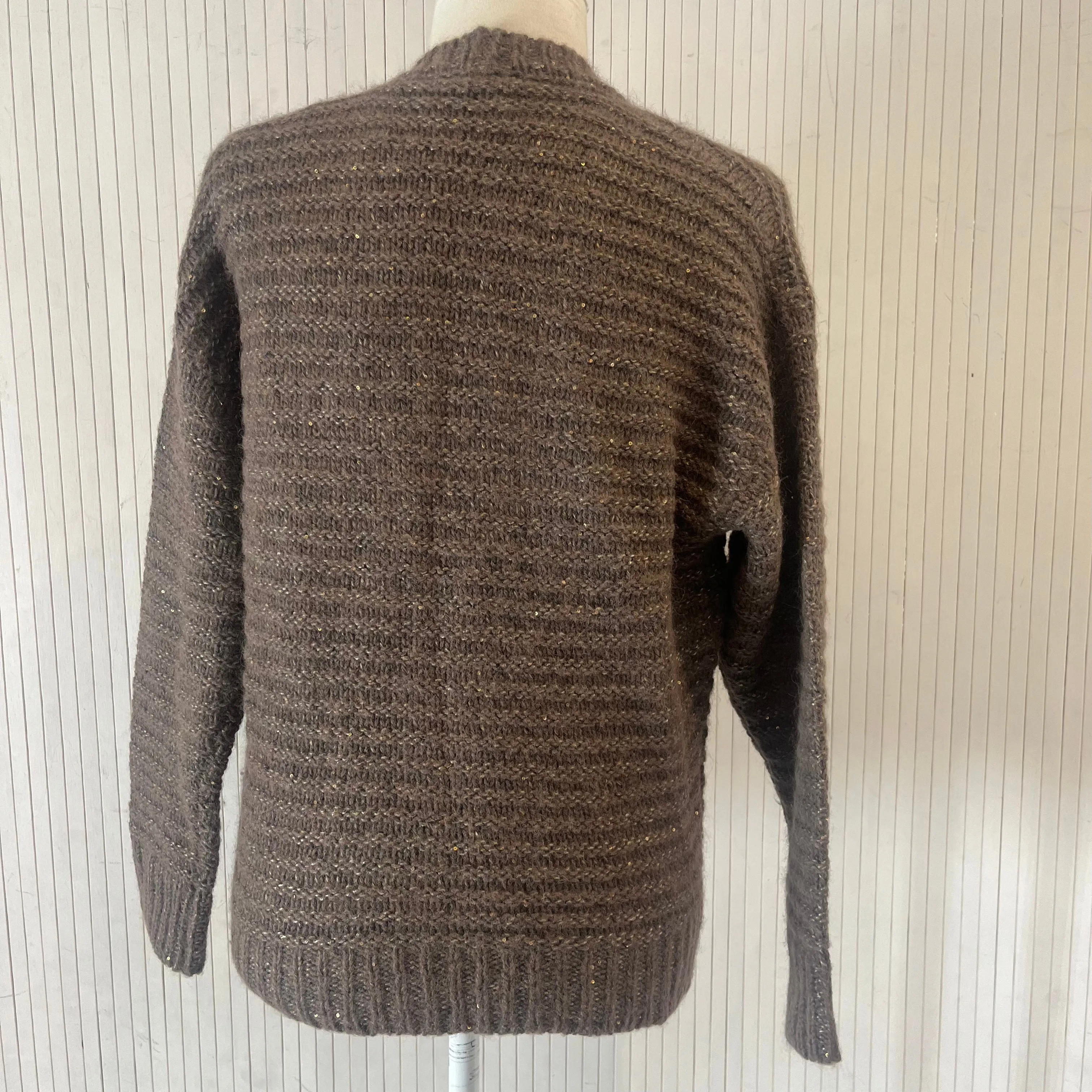 Peserico Cocoa Horizontal Rib Chunky Cardigan XS/S/M