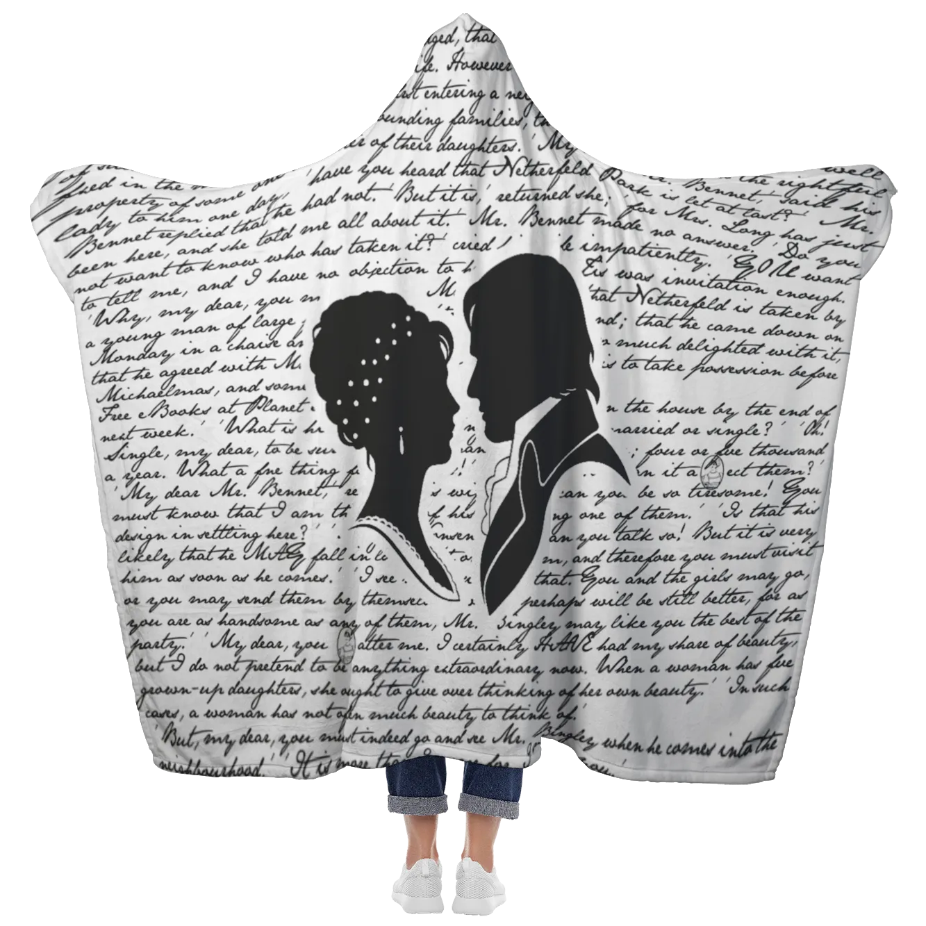 Pride And Prejudice Book Page Hooded Blanket