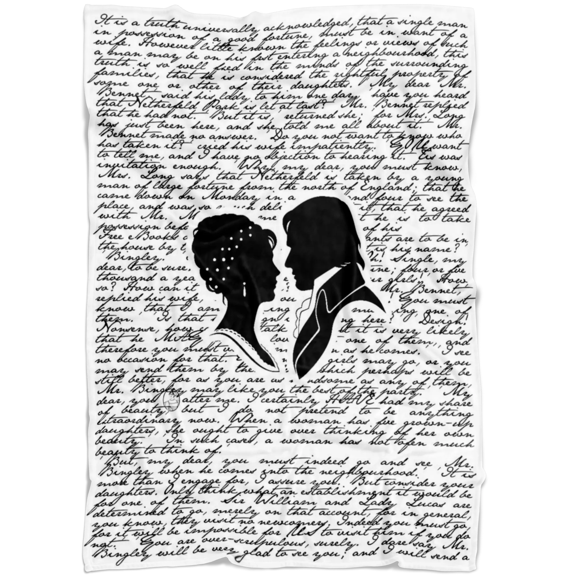 Pride and Prejudice White Book Page Fleece Blanket