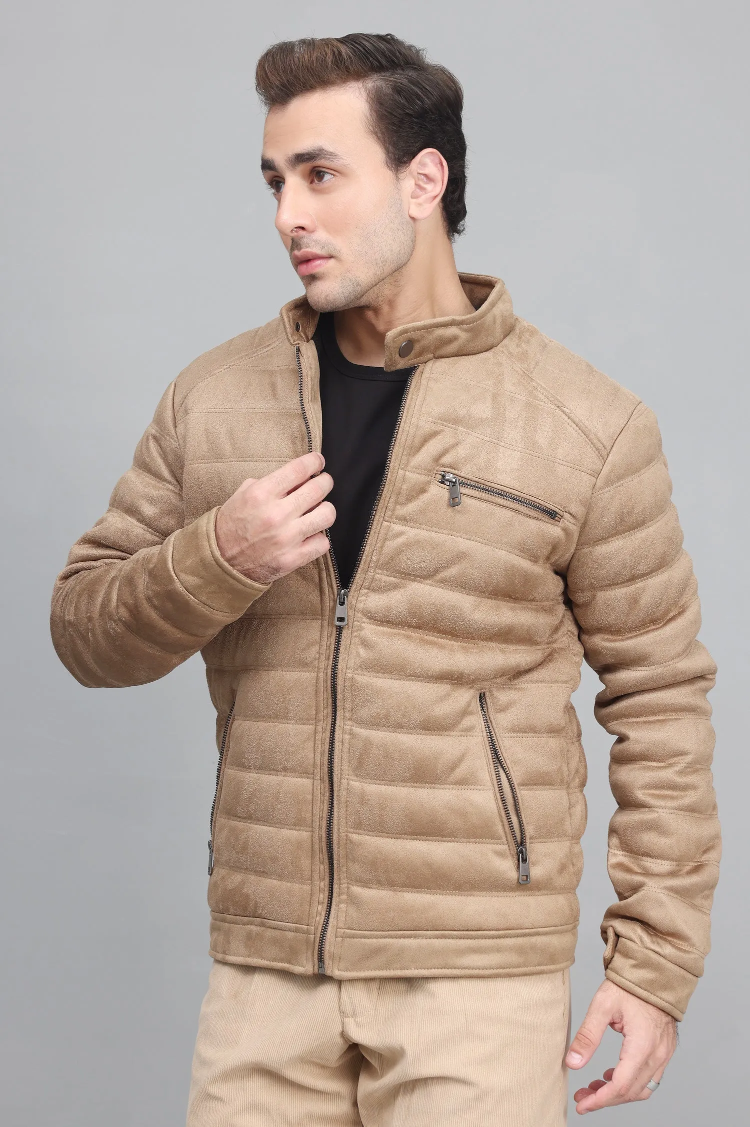 QUILTED COMFORT JACKET-KHAKI