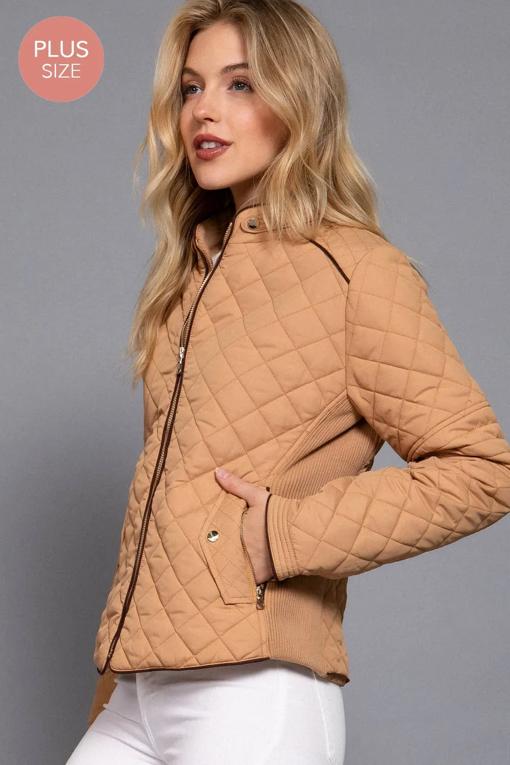 Quilted Jacket w/ Side Ribbing