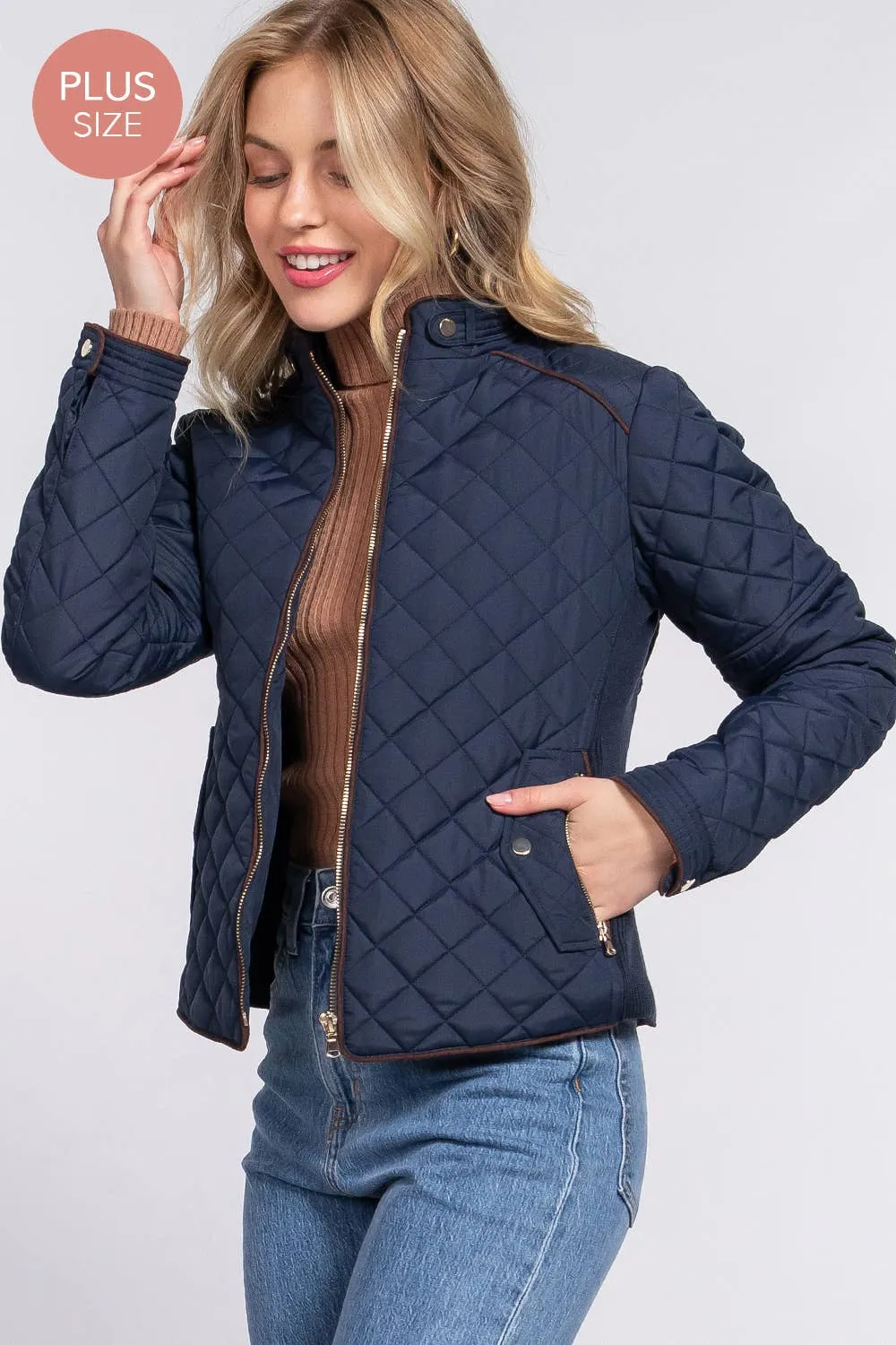 Quilted Jacket w/ Side Ribbing