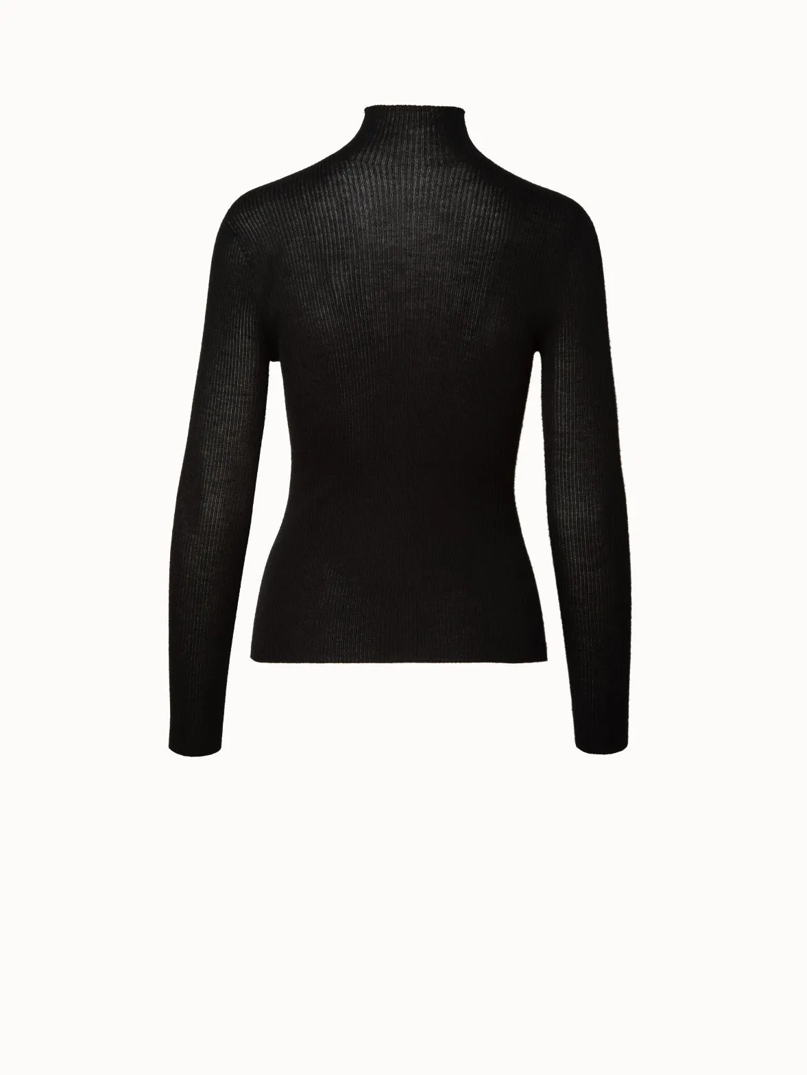 Ribbed Cashmere Silk Mock Neck Pullover