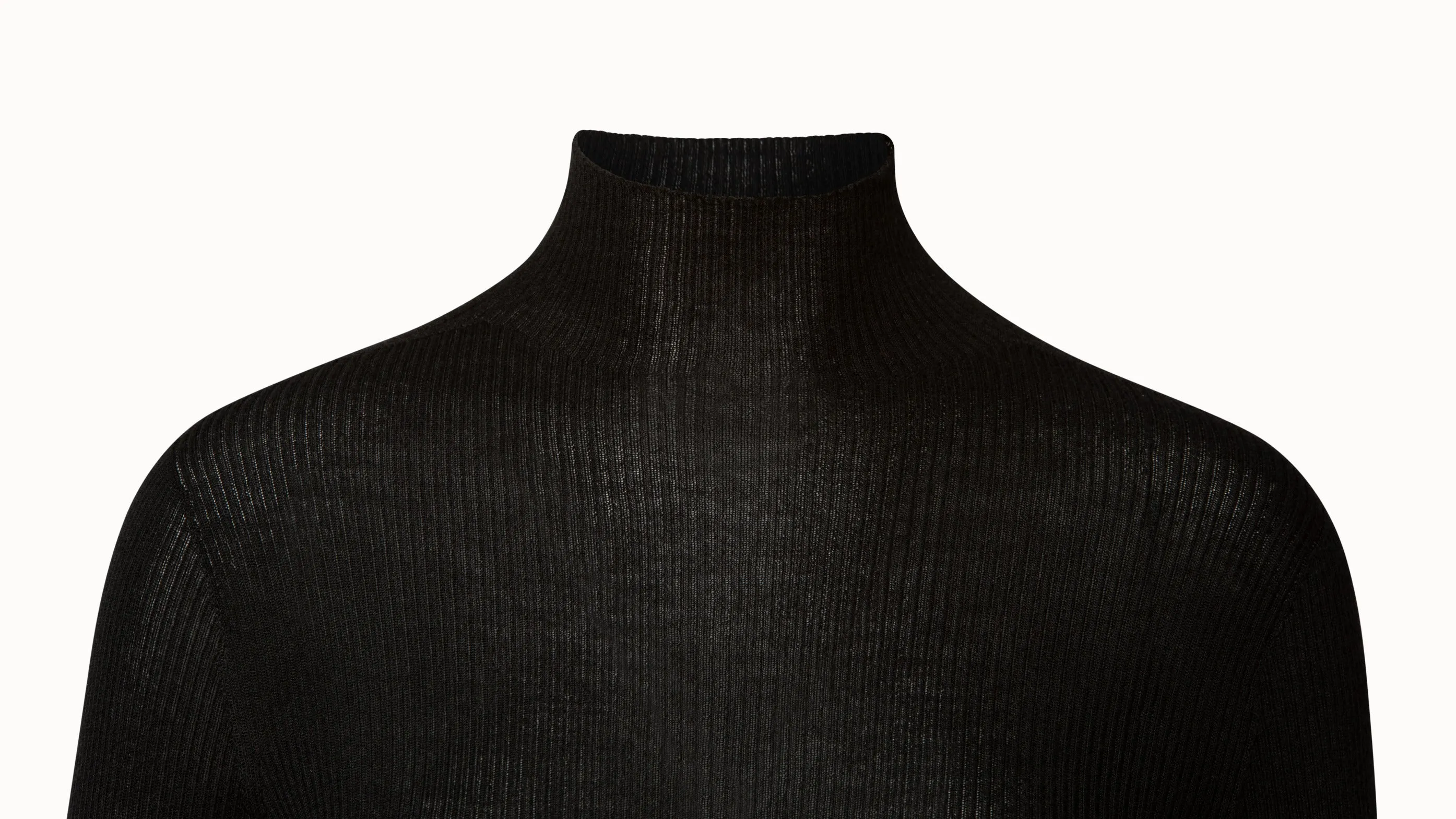 Ribbed Cashmere Silk Mock Neck Pullover