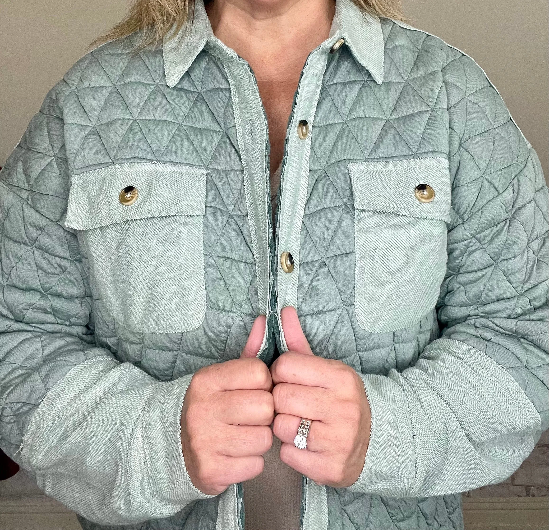 Sage Colored Quilted Jacket