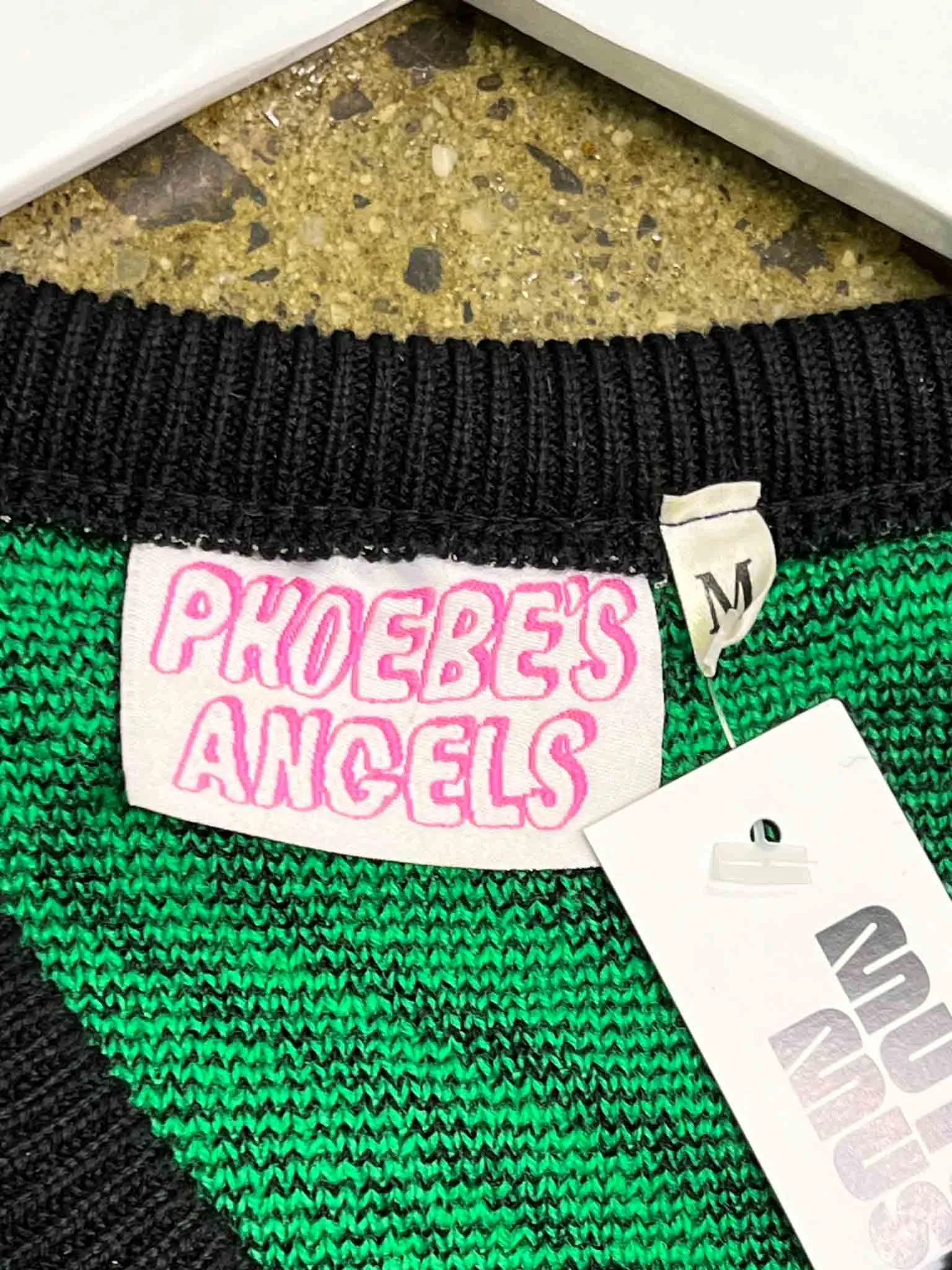 Size M | Phoebe's Angels Green and Black Wool Blend Knit Vest