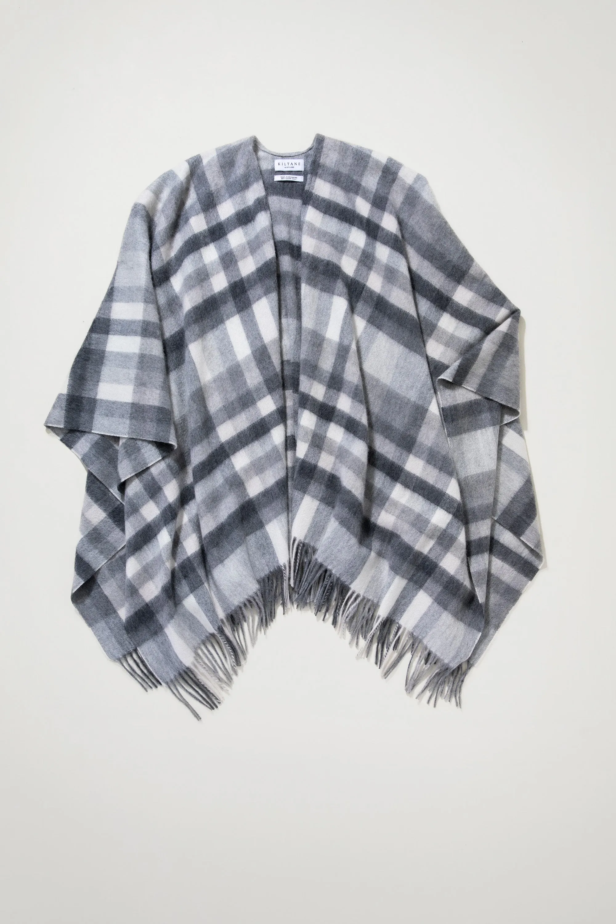 Stepping Check Cashmere Wrap - Monochrome