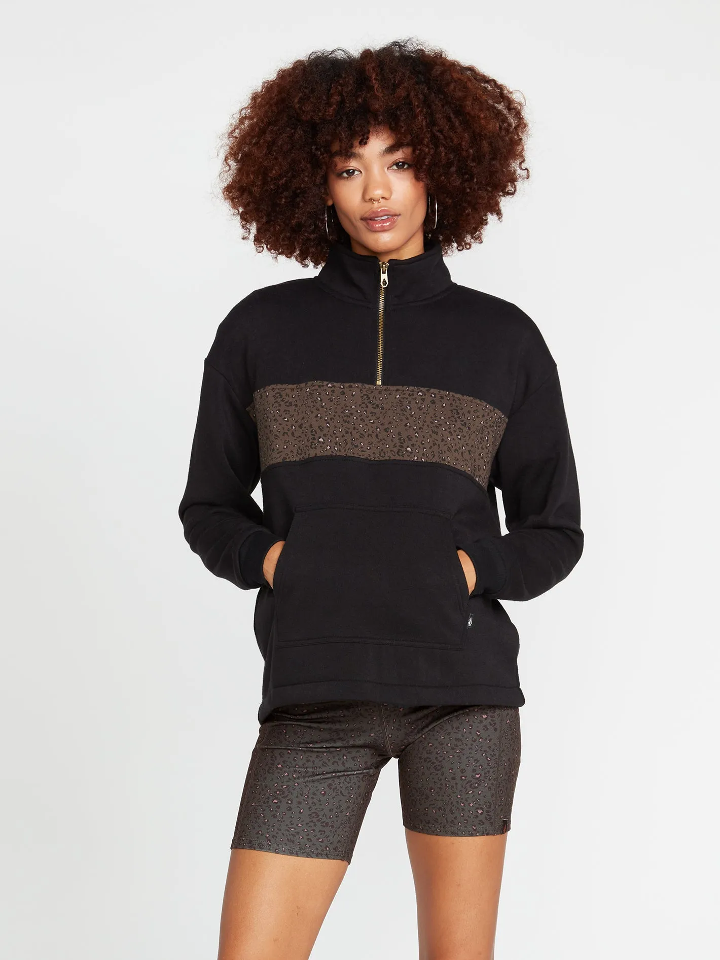 Sun Stacked Mock Neck Sweatshirt - Black Combo