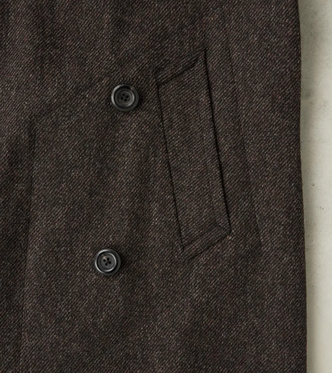 Swiss Army Overcoat - Fox Brothers® Dark Walnut Brown Tweed Twill