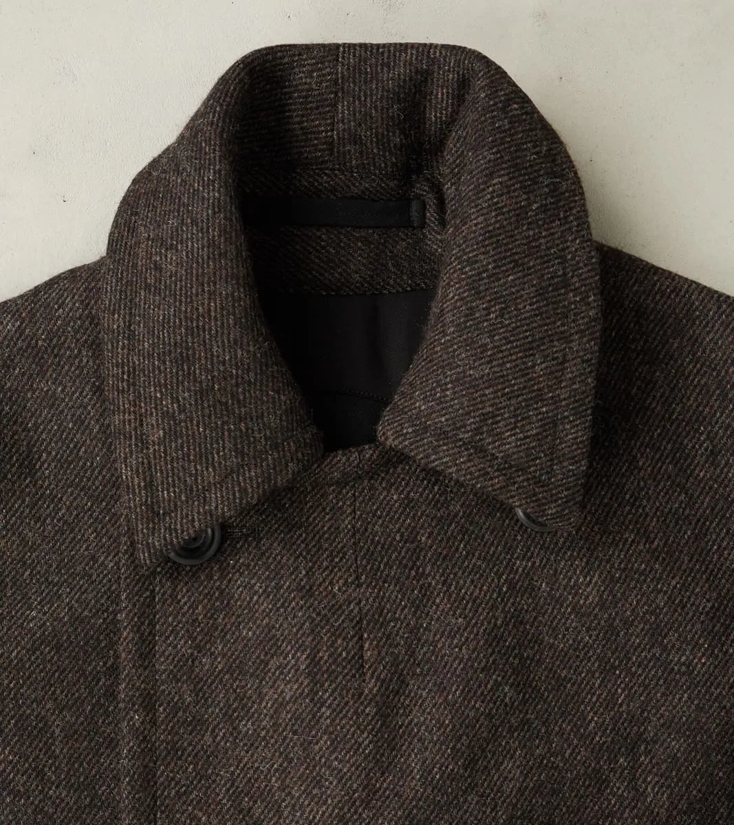 Swiss Army Overcoat - Fox Brothers® Dark Walnut Brown Tweed Twill