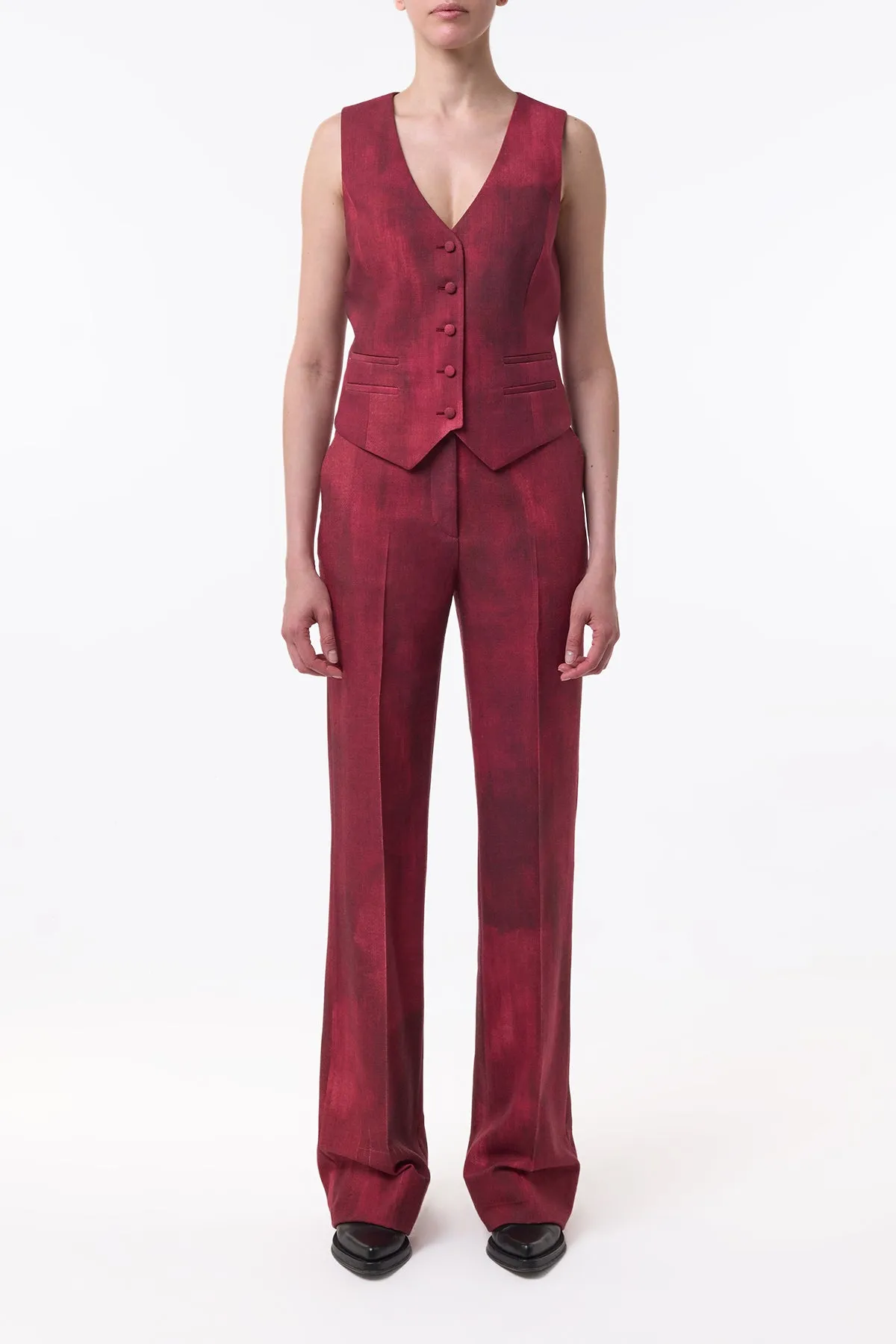 Vesta Flare Pant in Bordeaux Virgin Wool