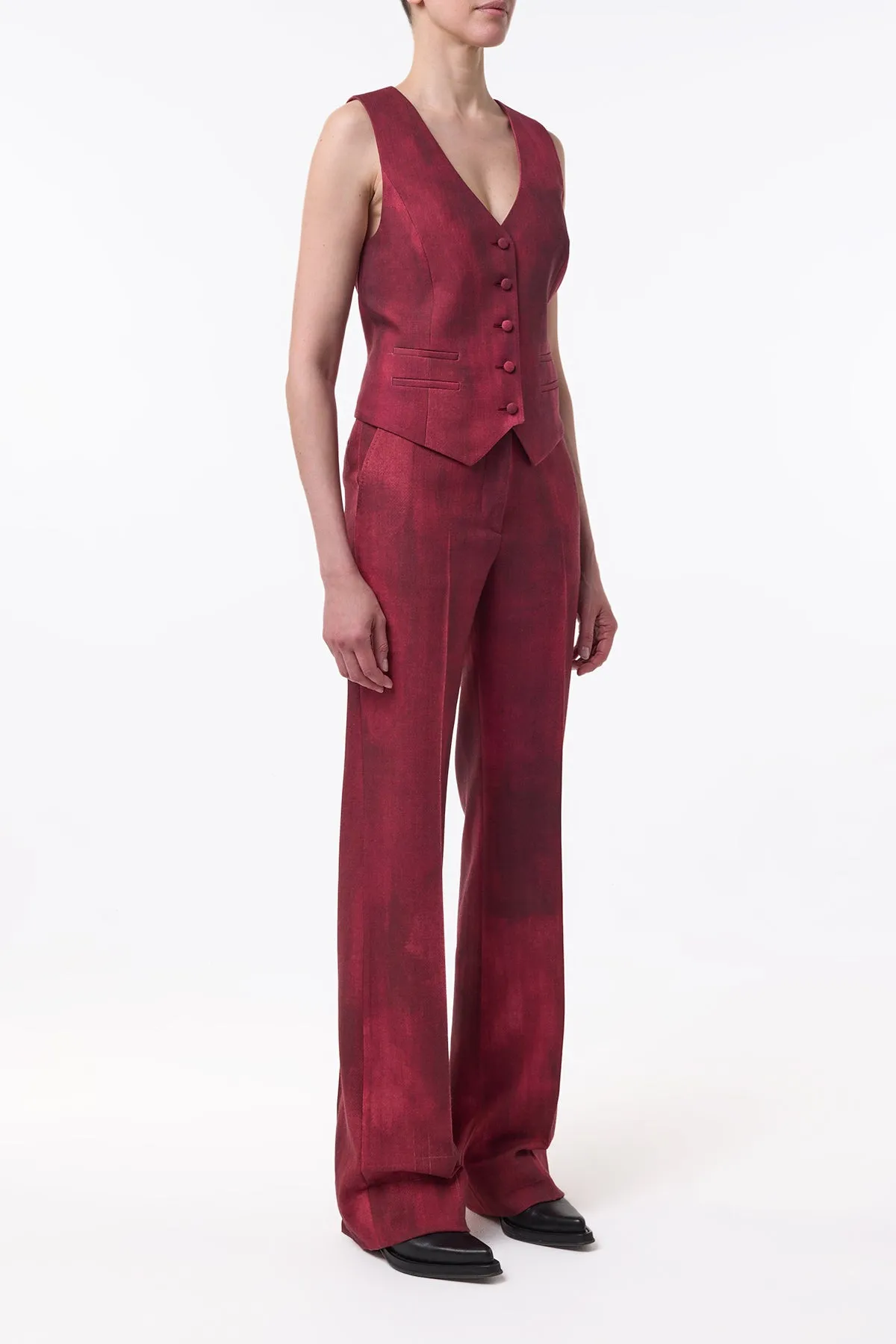 Vesta Flare Pant in Bordeaux Virgin Wool