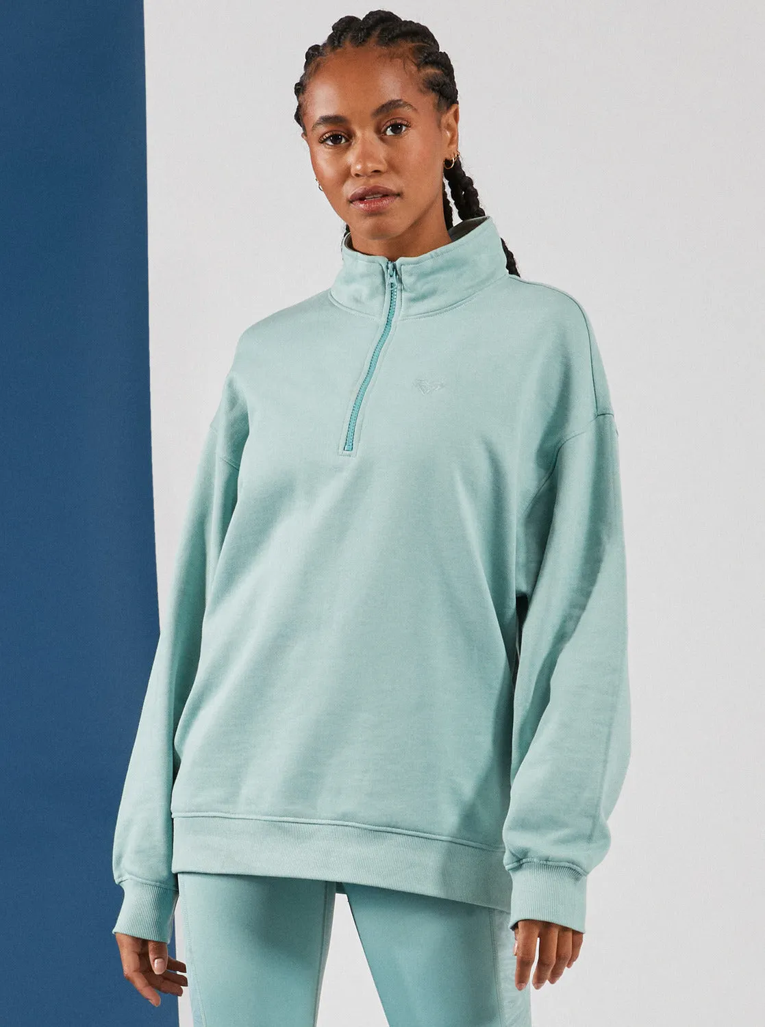 Waves Of Warmth Half-Zip Fleece - Blue Surf Planao