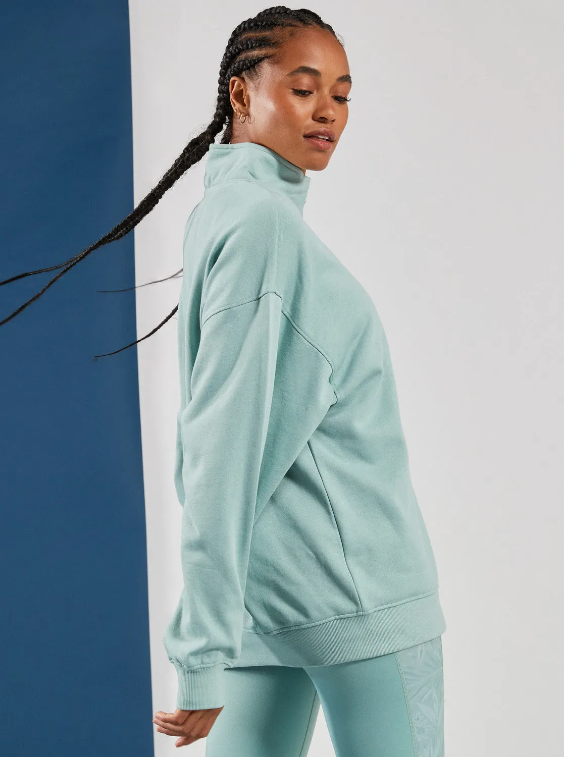 Waves Of Warmth Half-Zip Fleece - Blue Surf Planao