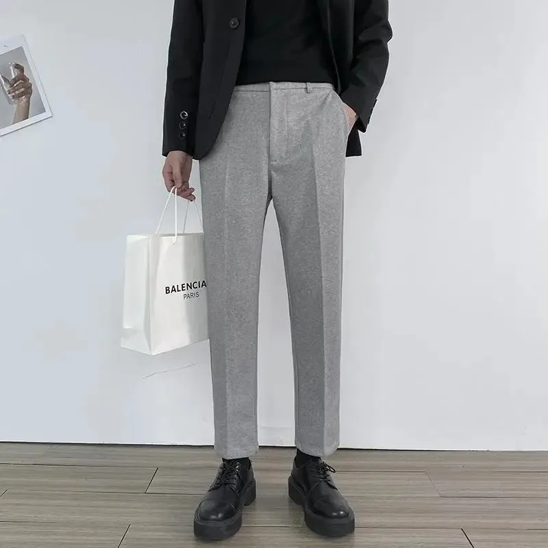 WIAOFELLAS  -  Men Autumn Winter New Business Woolen Pants Men's Loose Leisure Straight Pants Male Formal Social Suit Trousers H359