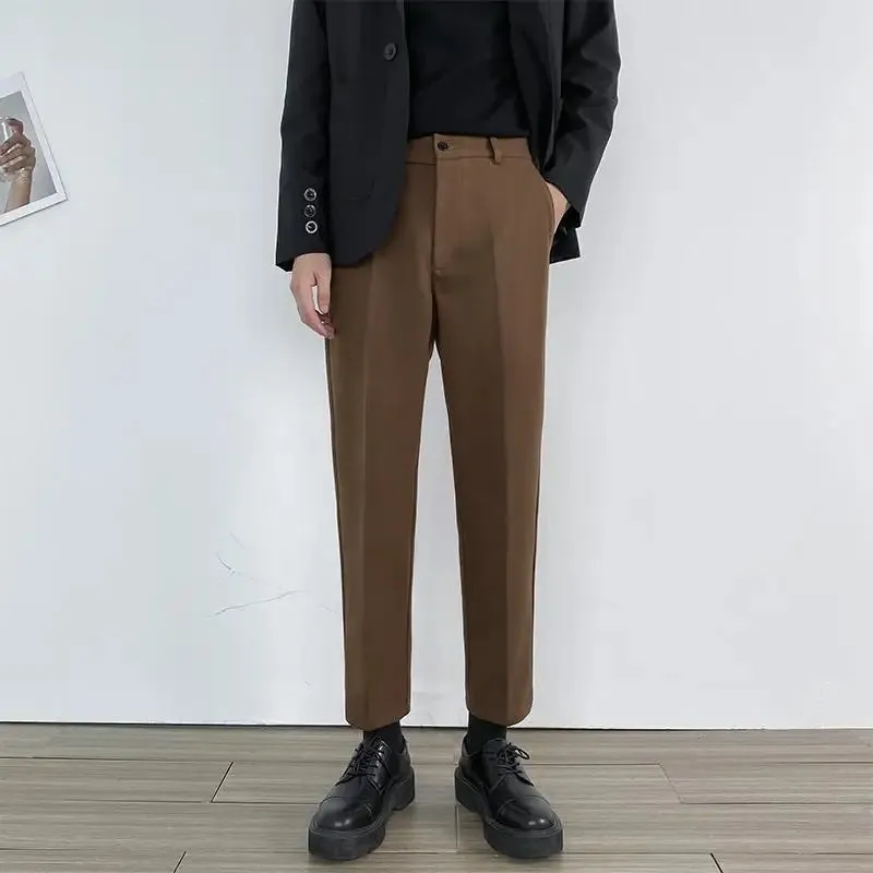 WIAOFELLAS  -  Men Autumn Winter New Business Woolen Pants Men's Loose Leisure Straight Pants Male Formal Social Suit Trousers H359