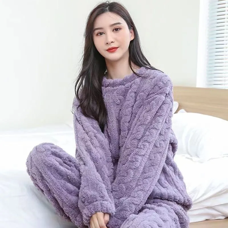 Winter Fleece-lined Super Thick Two-piece Pajamas