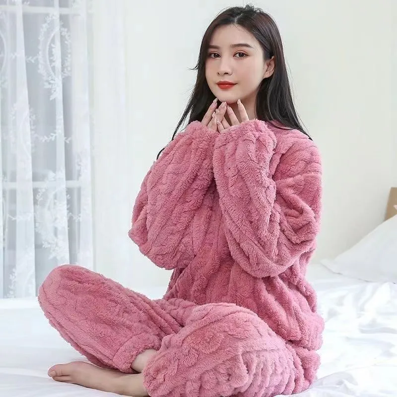 Winter Fleece-lined Super Thick Two-piece Pajamas