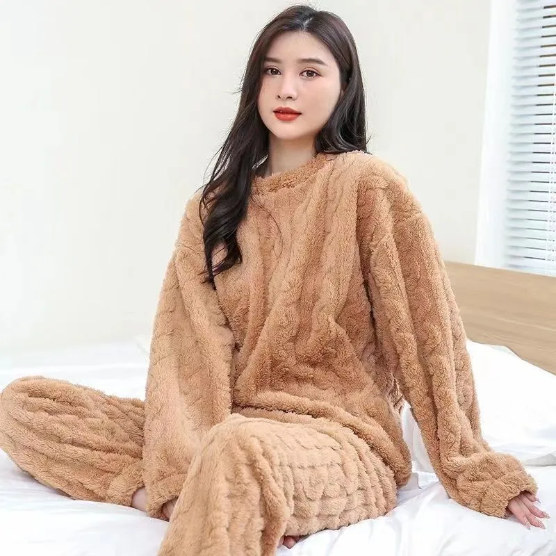 Winter Fleece-lined Super Thick Two-piece Pajamas