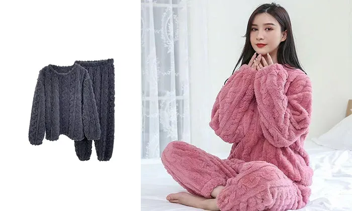 Winter Fleece-lined Super Thick Two-piece Pajamas