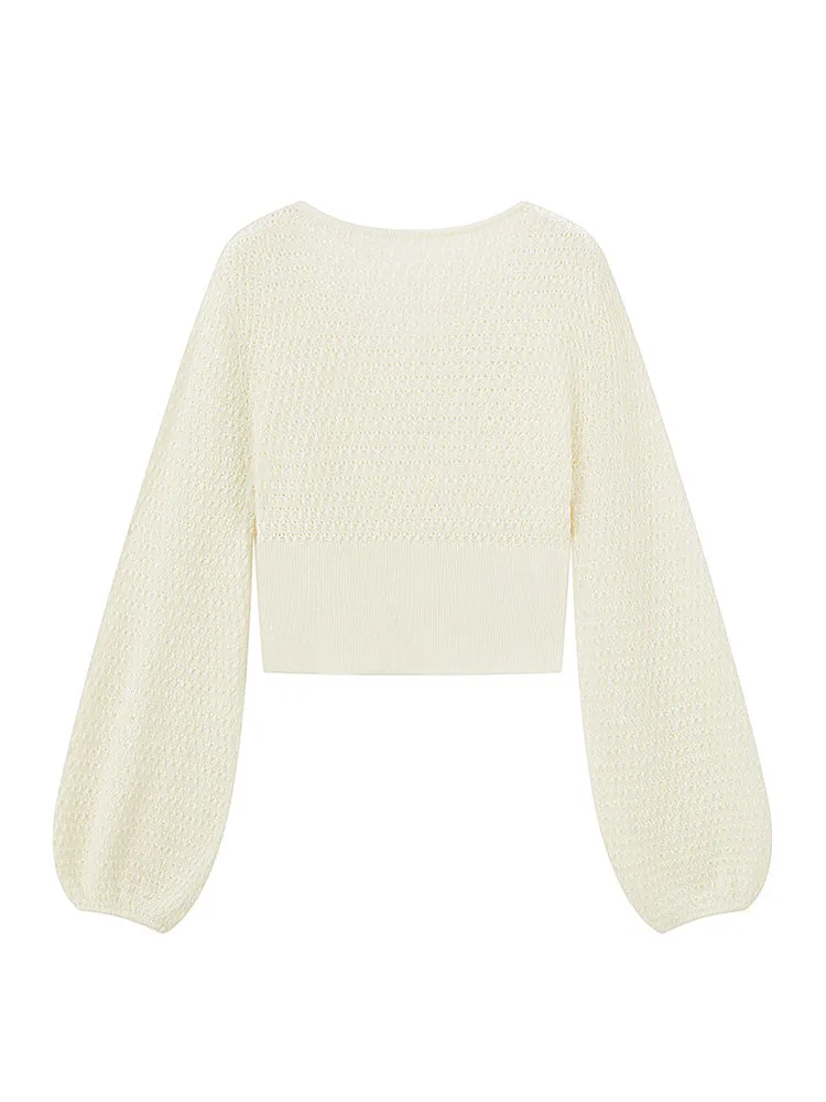 Women's Cutout Knitted V-Neck Jumper