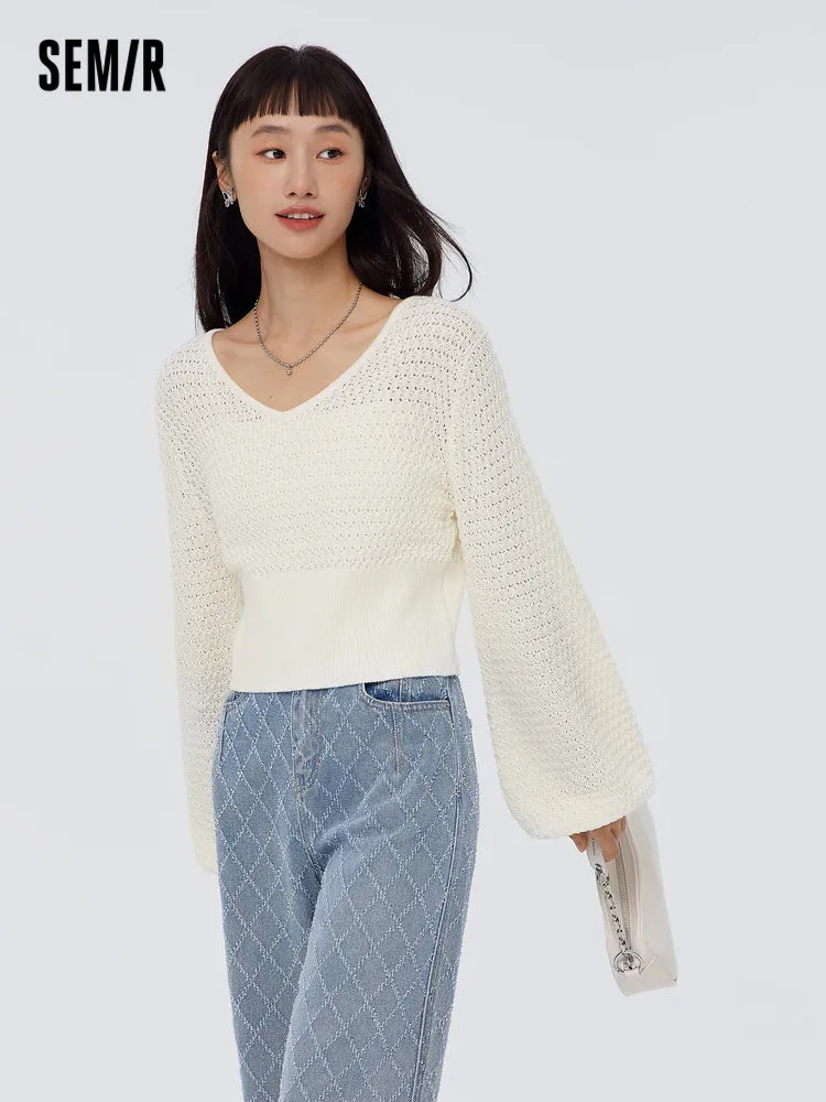 Women's Cutout Knitted V-Neck Jumper