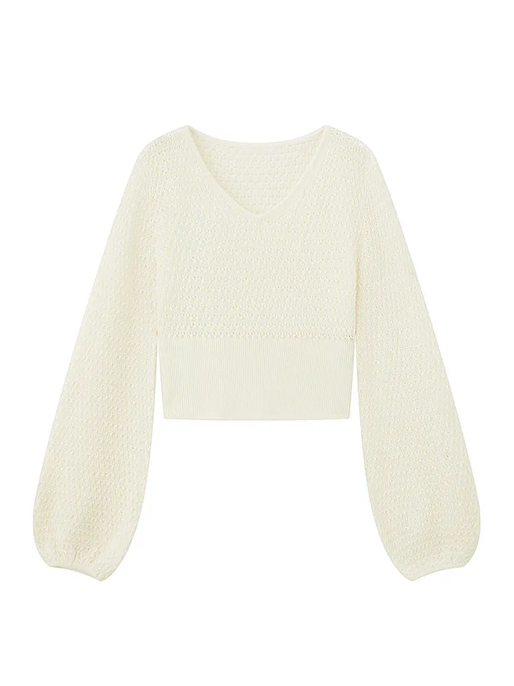 Women's Cutout Knitted V-Neck Jumper