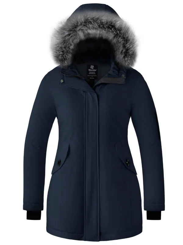 Women's Winter Coat Waterproof Puffer Jacket Thicken Parka with Fur Hood