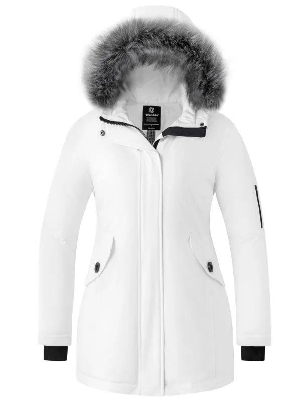 Women's Winter Coat Waterproof Puffer Jacket Thicken Parka with Fur Hood