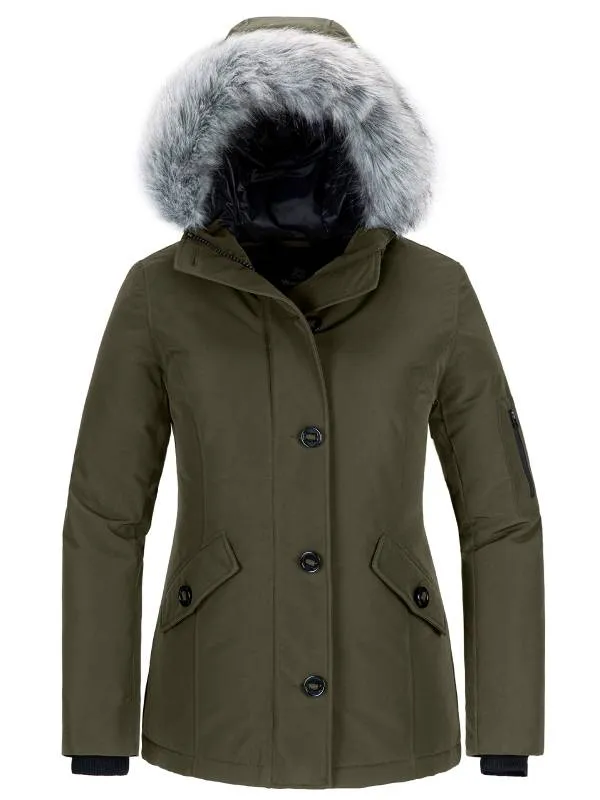 Women's Winter Coat Waterproof Puffer Jacket Thicken Parka with Fur Hood